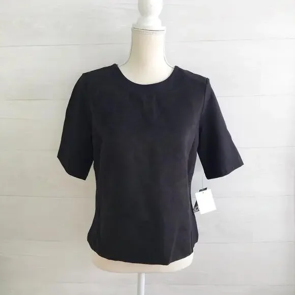 NWT Liz Claiborne Career - Black square cut top faux suede front, M - Picture 1 of 6